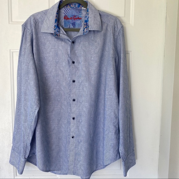 ROBERT GRAHAM SHIRT XL BLUE-WHITE - Picture 2 of 10